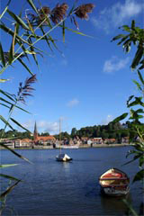 Lauenburg, Elbe, Blick vom Hohnstorfer Ufer auf Altstadt