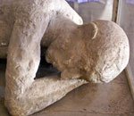 Pompeji, Gipsguss, Kopf eines Mannes liegend
